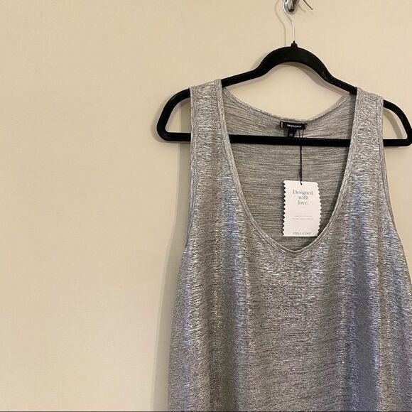 Nwt-Stella & Dot Metallic Holiday Tank Top Silver - Picture 5 of 7